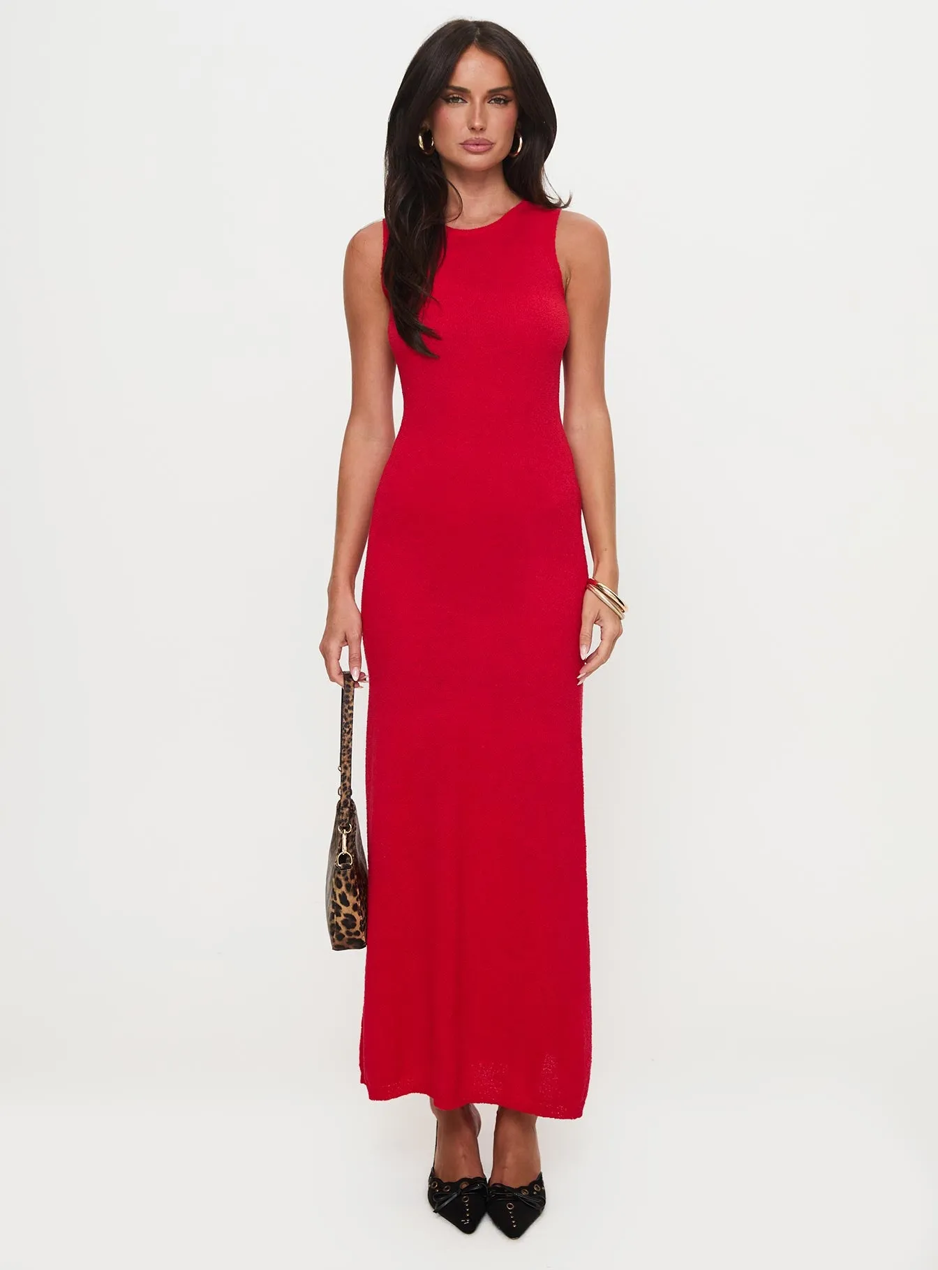 Maebie Knit Maxi Dress Red