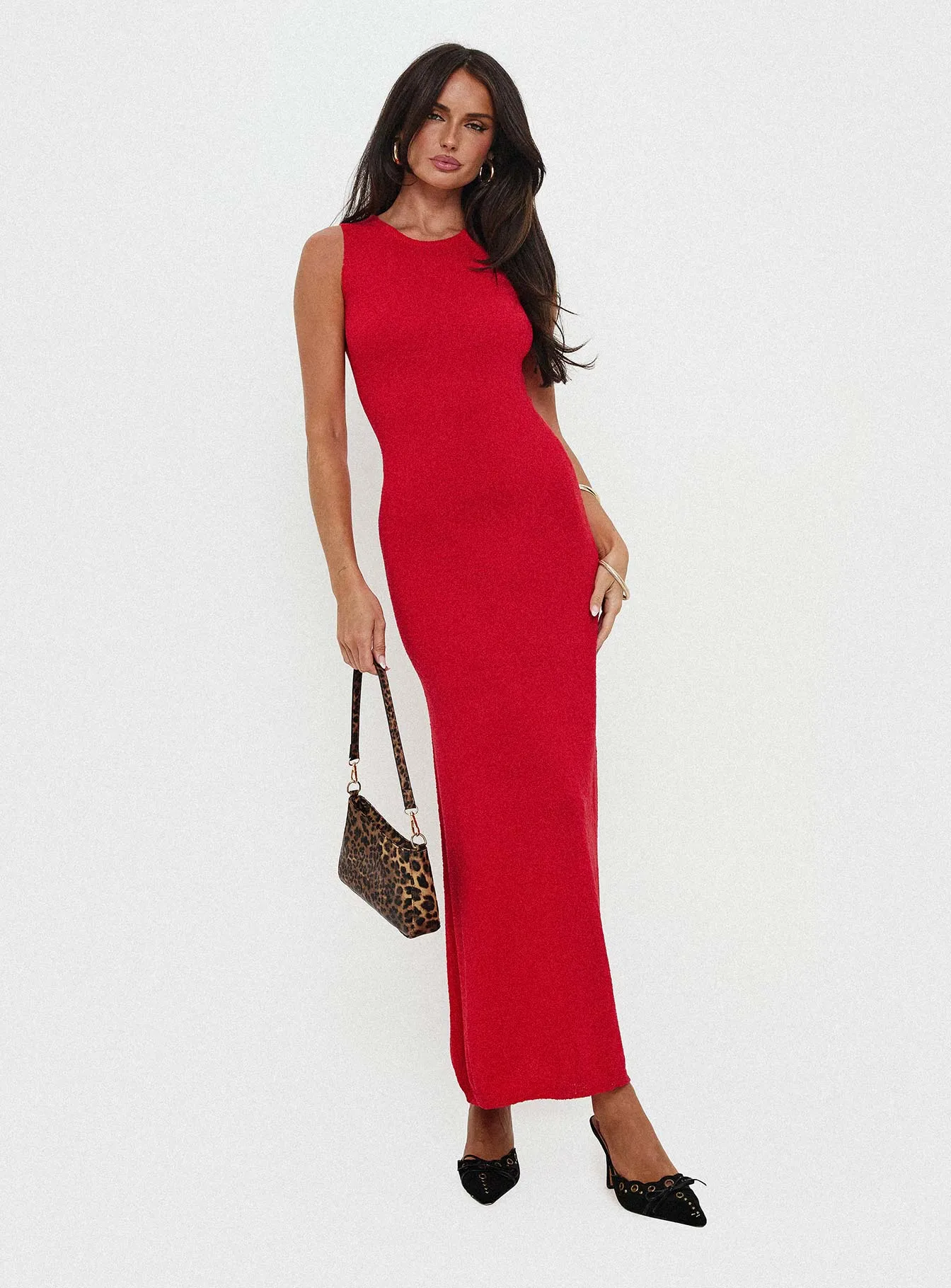 Maebie Knit Maxi Dress Red