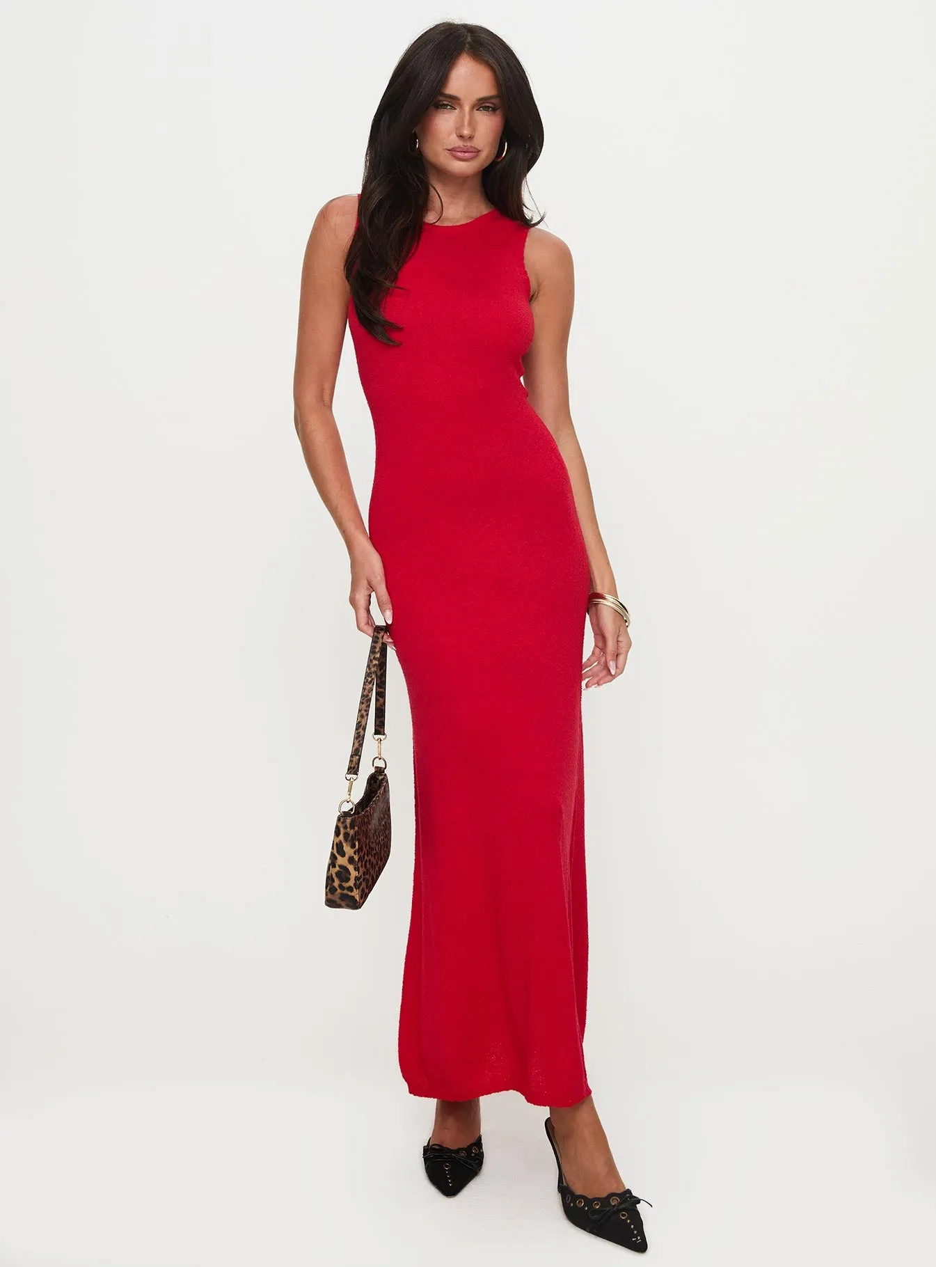 Maebie Knit Maxi Dress Red