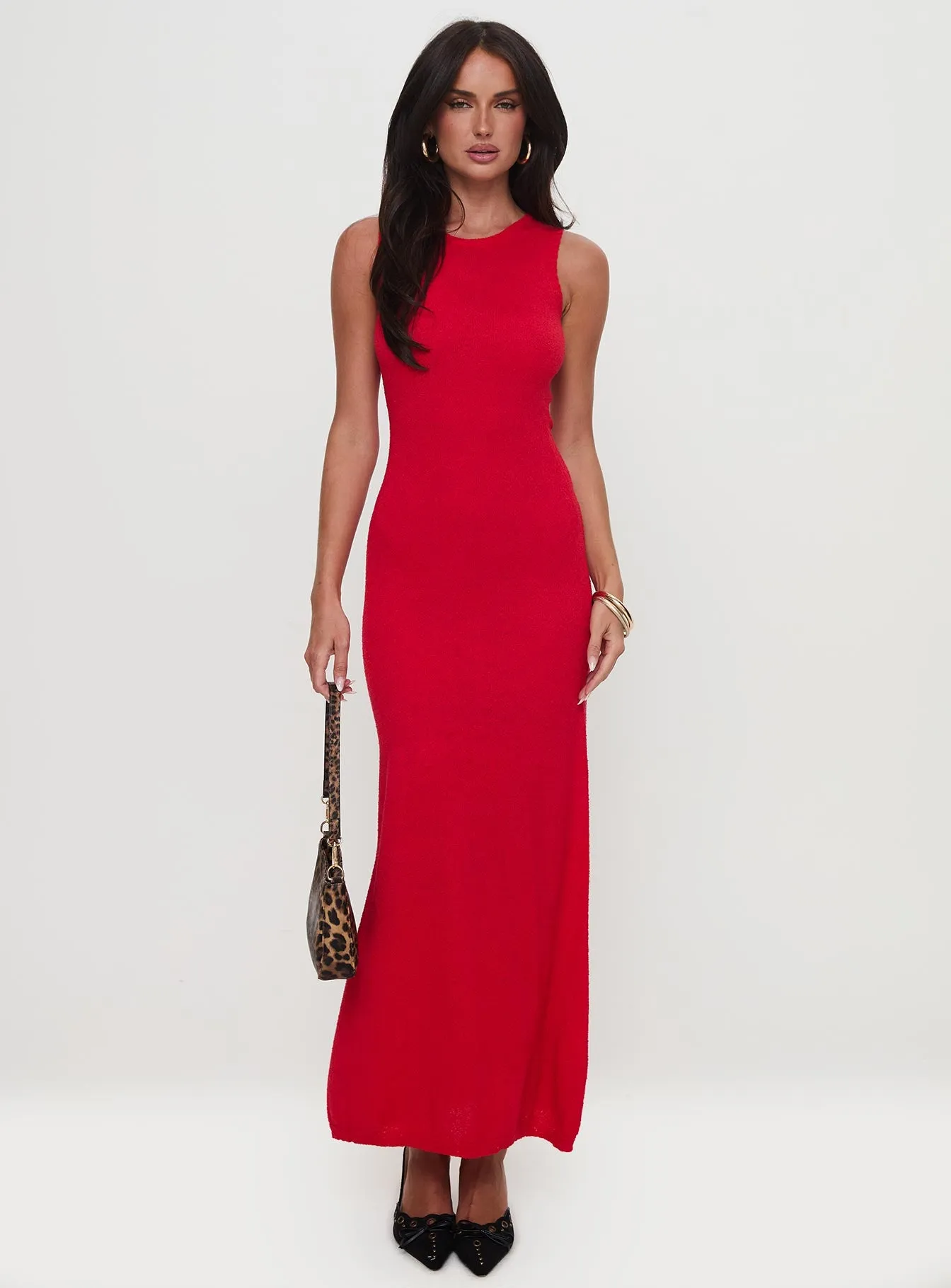 Maebie Knit Maxi Dress Red