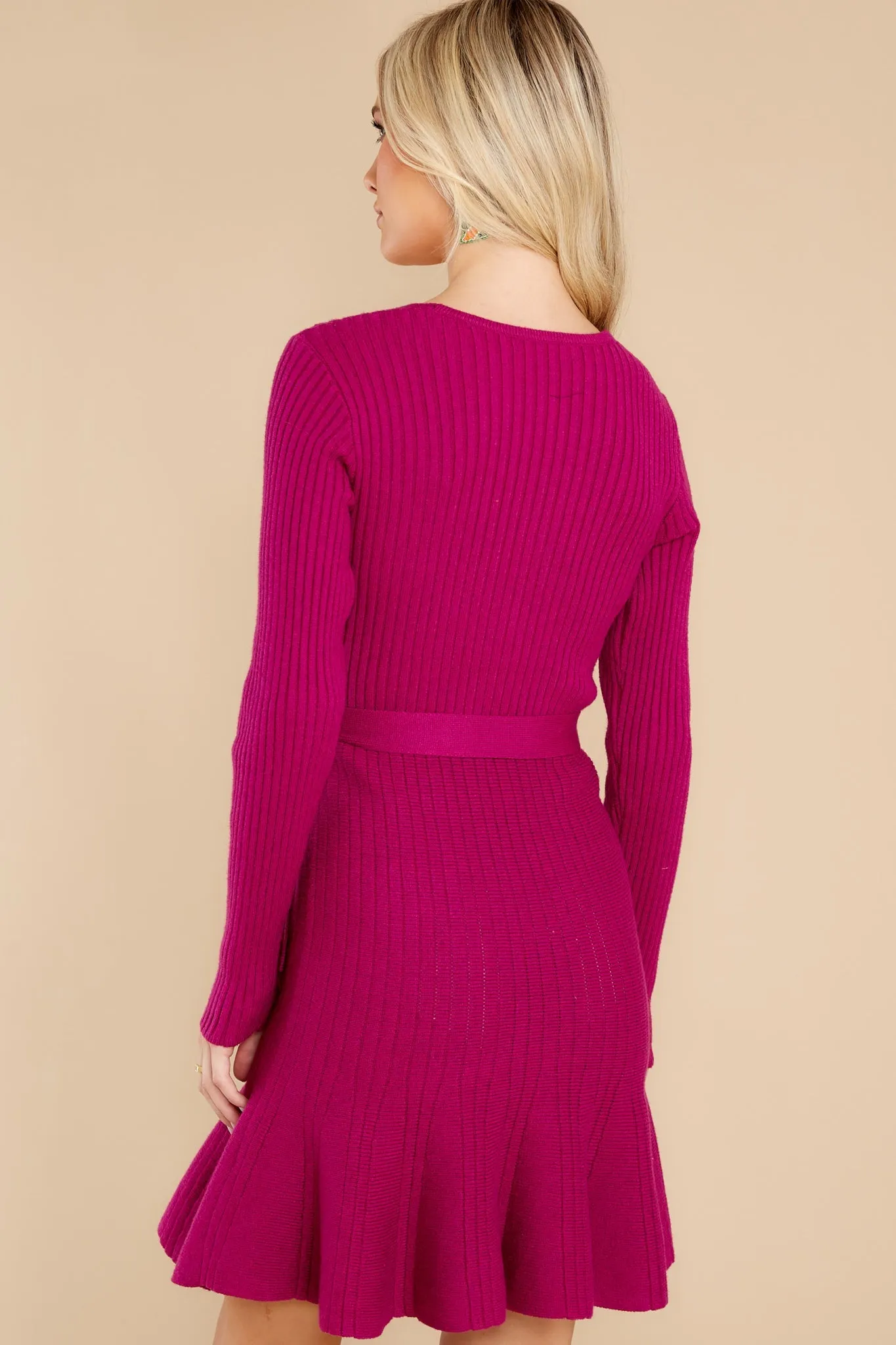 Making Moves Magenta Sweater Dress