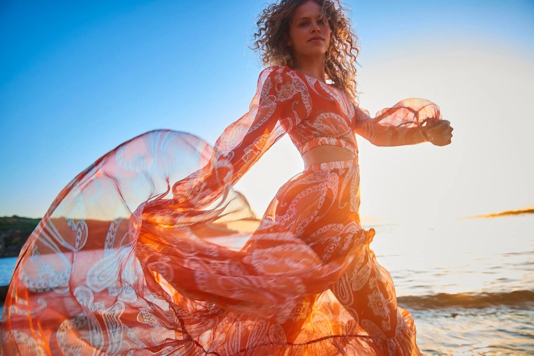 Marrakesh Sunset Orange Paisley Dress