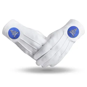 Master Mason Blue Lodge Gloves - Pure Cotton With Blue Round Patch