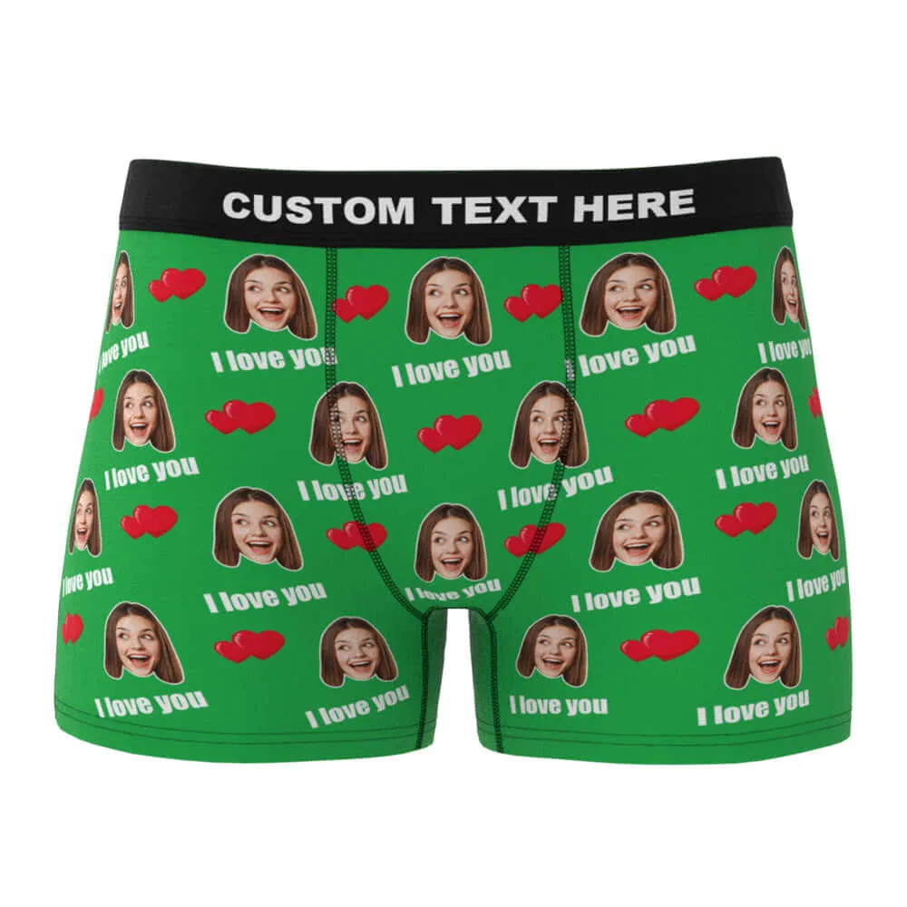 Men's Custom Personalized I Love You Hearts with Photo Boxers