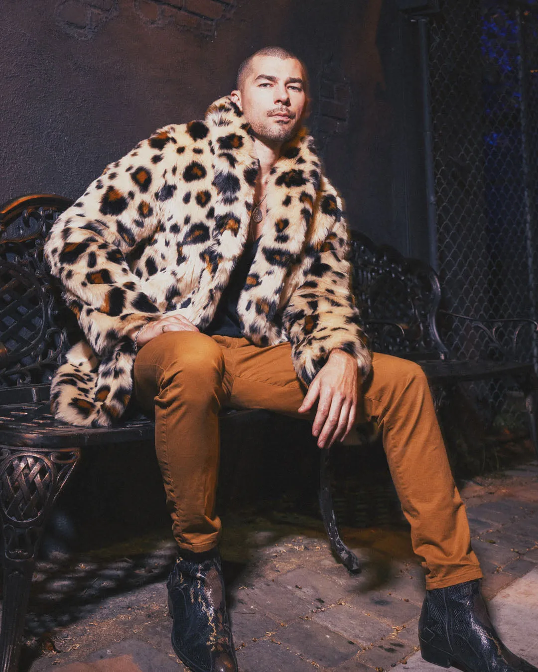 Men's Faux Fur Coat | Sinai Leopard