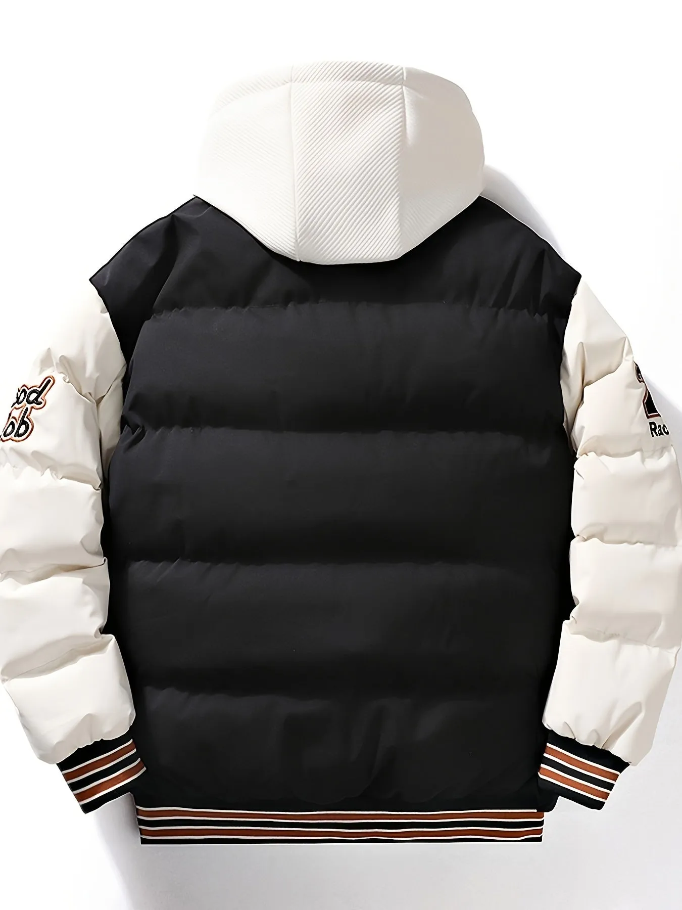 Mens TR Pattern Puffer Coat Stylish Warm with Pockets