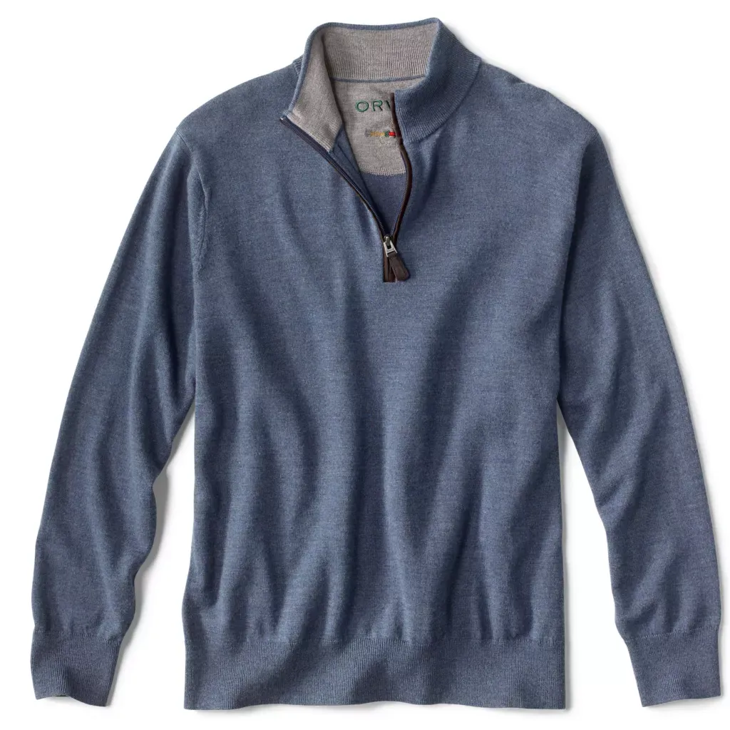 Merino Wool Quarter-Zip Sweater 2.0 / Blue Stone