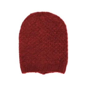 Merlot Red Ringlet Textured Slouchy Beanie