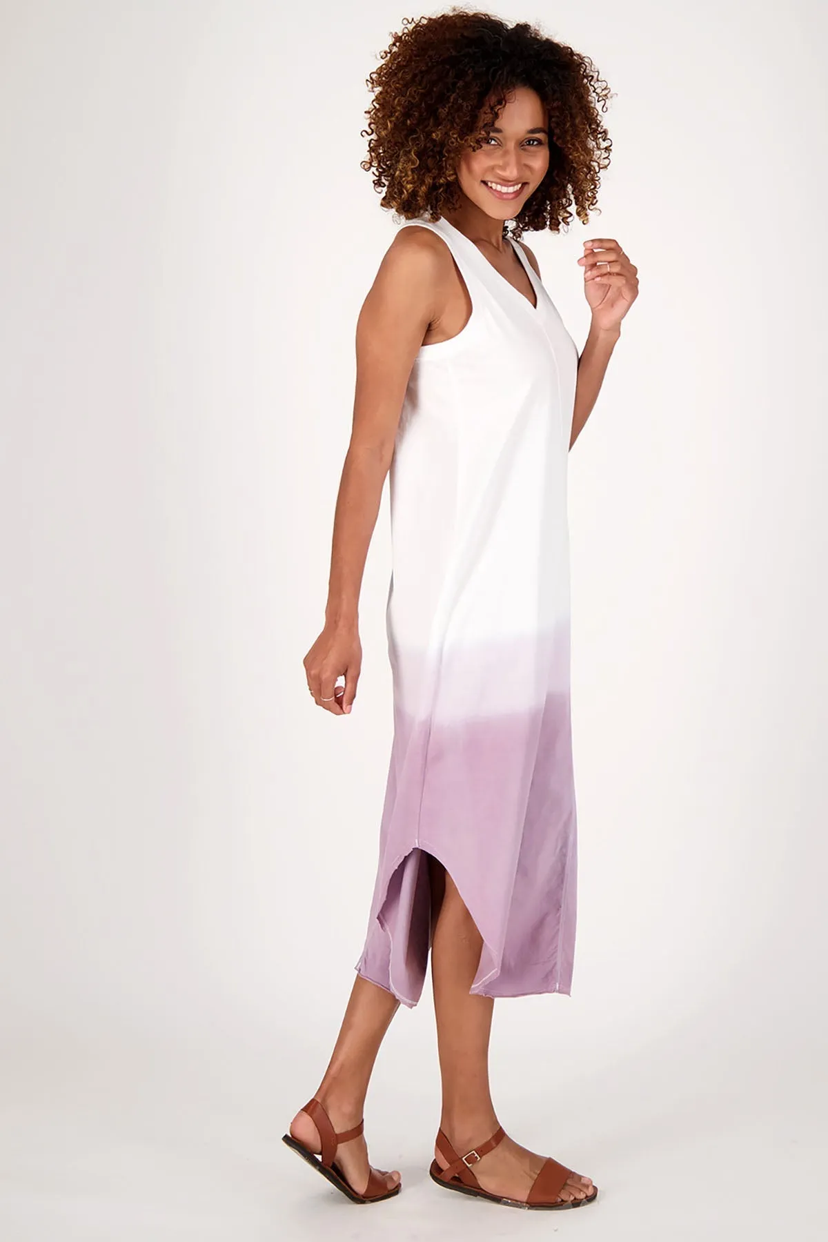 Midi Dress | Dip Dye Lilac Summer Dress