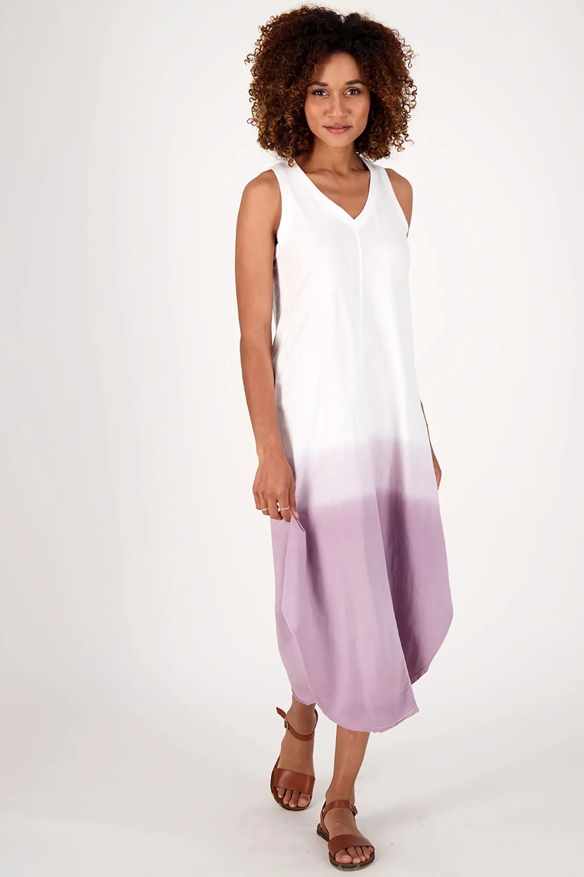 Midi Dress | Dip Dye Lilac Summer Dress