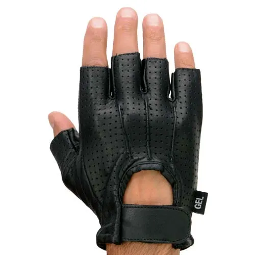 Milwaukee Leather SH357 Men's Black Leather Gel Padded Palm Fingerless