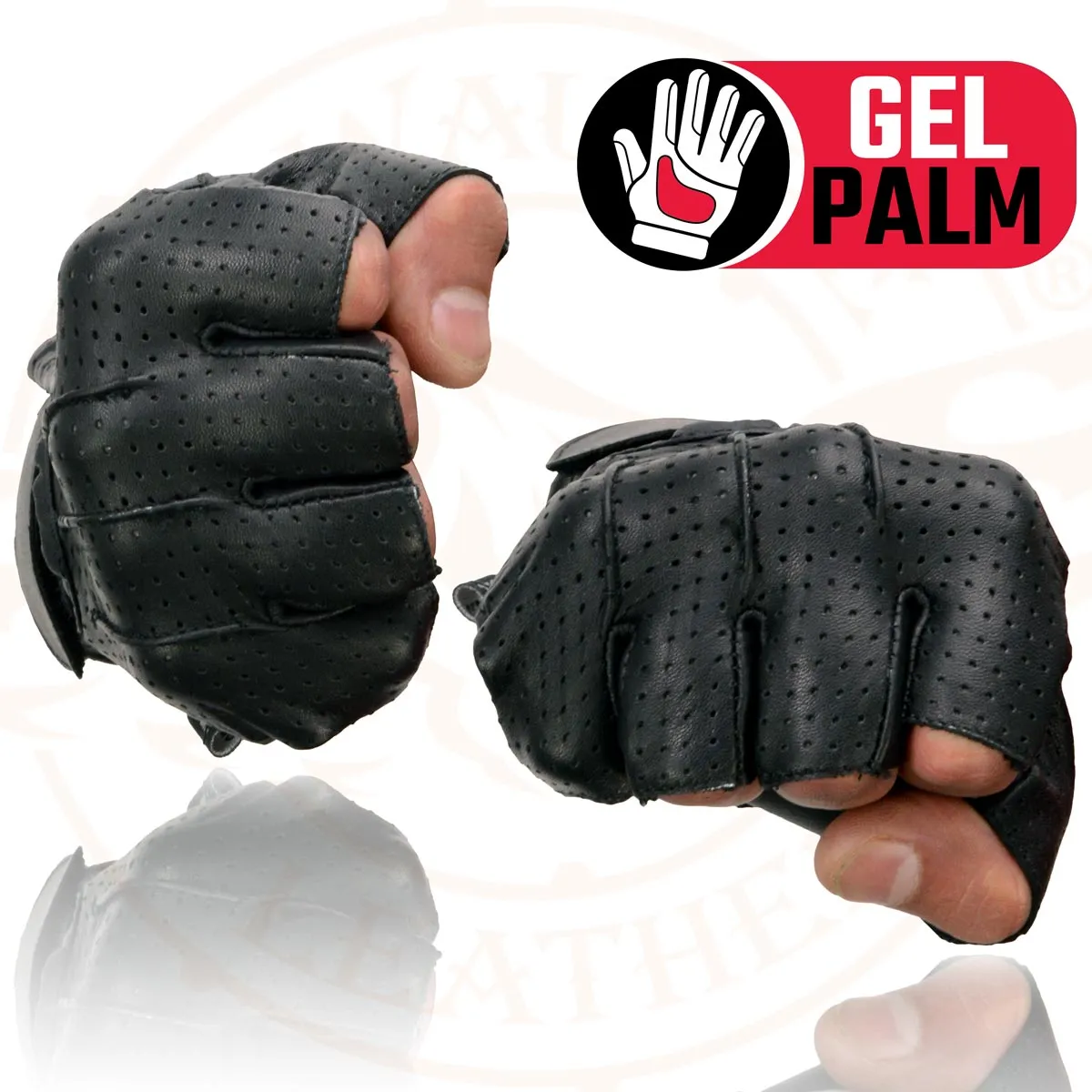 Milwaukee Leather SH357 Men's Black Leather Gel Padded Palm Fingerless