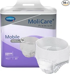 MoliCare Premium Mobile 8D Incontinence Underwear for Adults - Disposable, Discreet, Unisex, Heavy Absorbency - Size Medium, Fits 31 in to 47 in Waist/Hips, 14 Count…