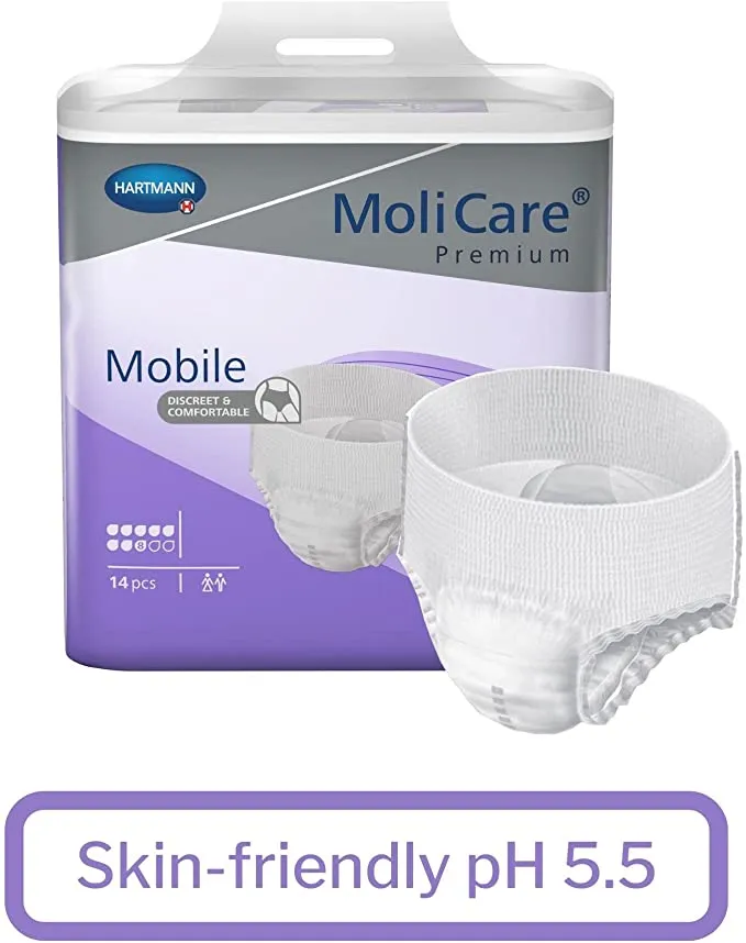 MoliCare Premium Mobile 8D Incontinence Underwear for Adults - Disposable, Discreet, Unisex, Heavy Absorbency - Size Medium, Fits 31 in to 47 in Waist/Hips, 14 Count…