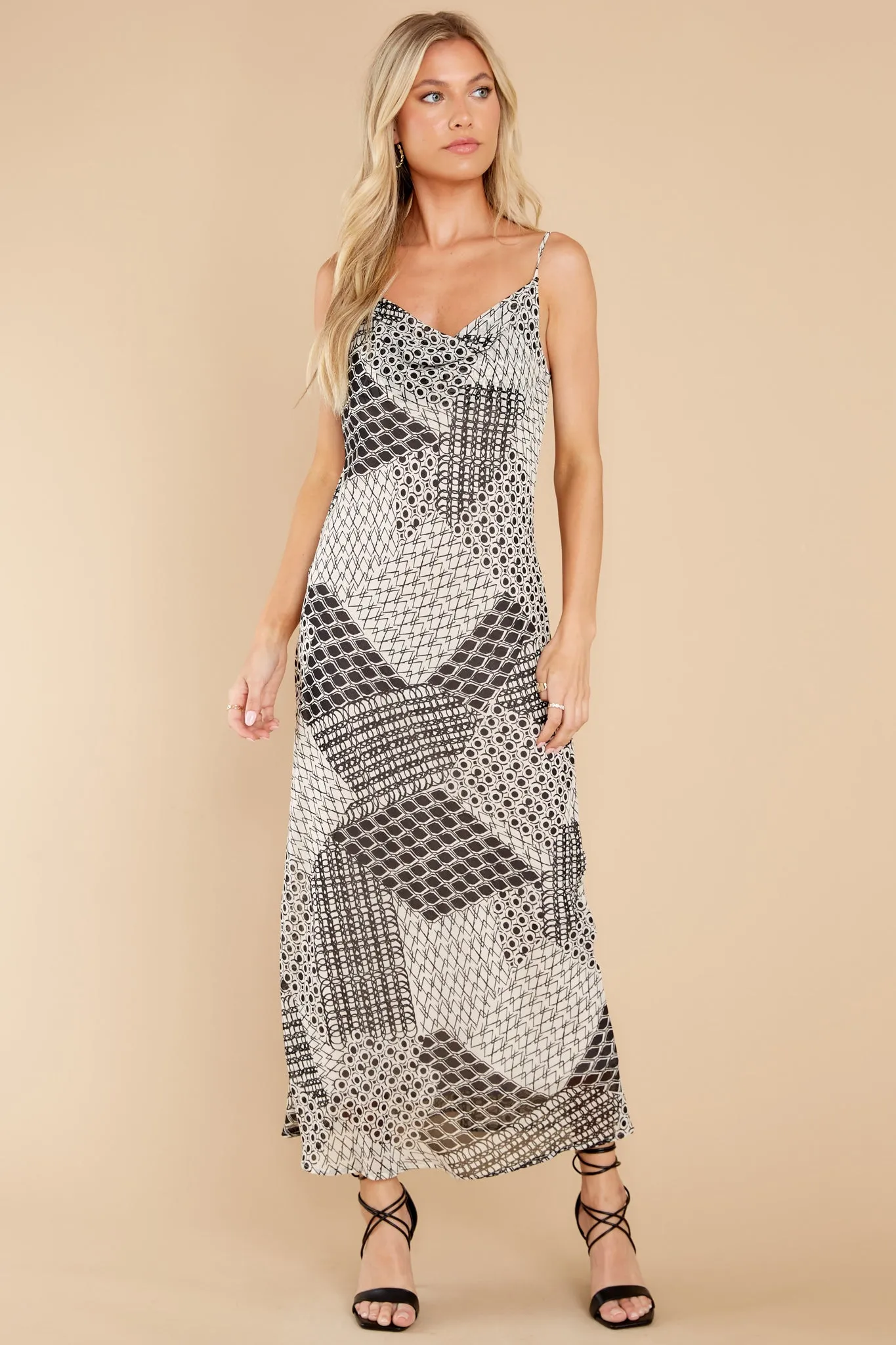 Moonlight Dances Ivory And Black Print Maxi Dress