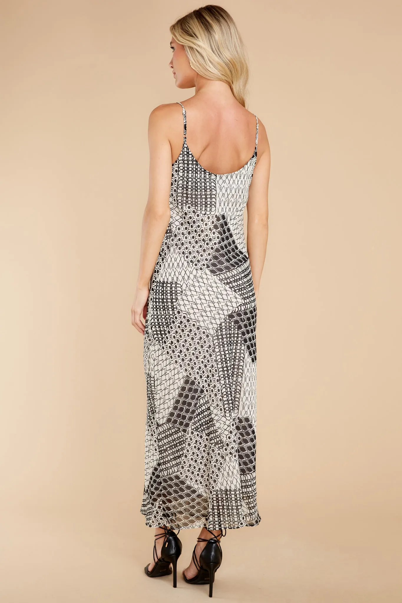 Moonlight Dances Ivory And Black Print Maxi Dress