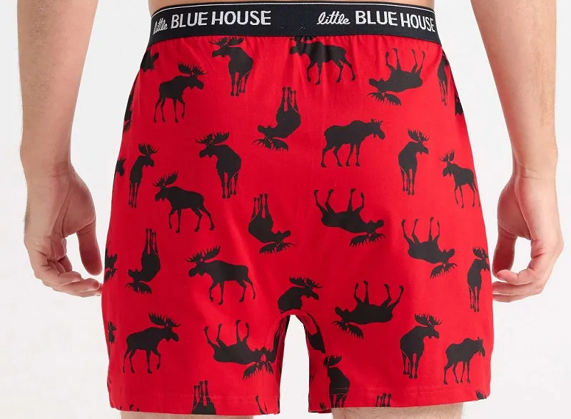 Moose on Red Men's Moose Boxer Shorts