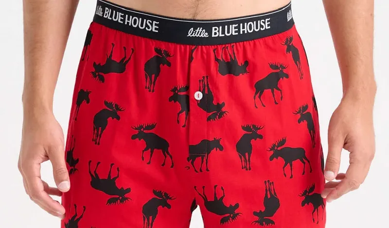 Moose on Red Men's Moose Boxer Shorts