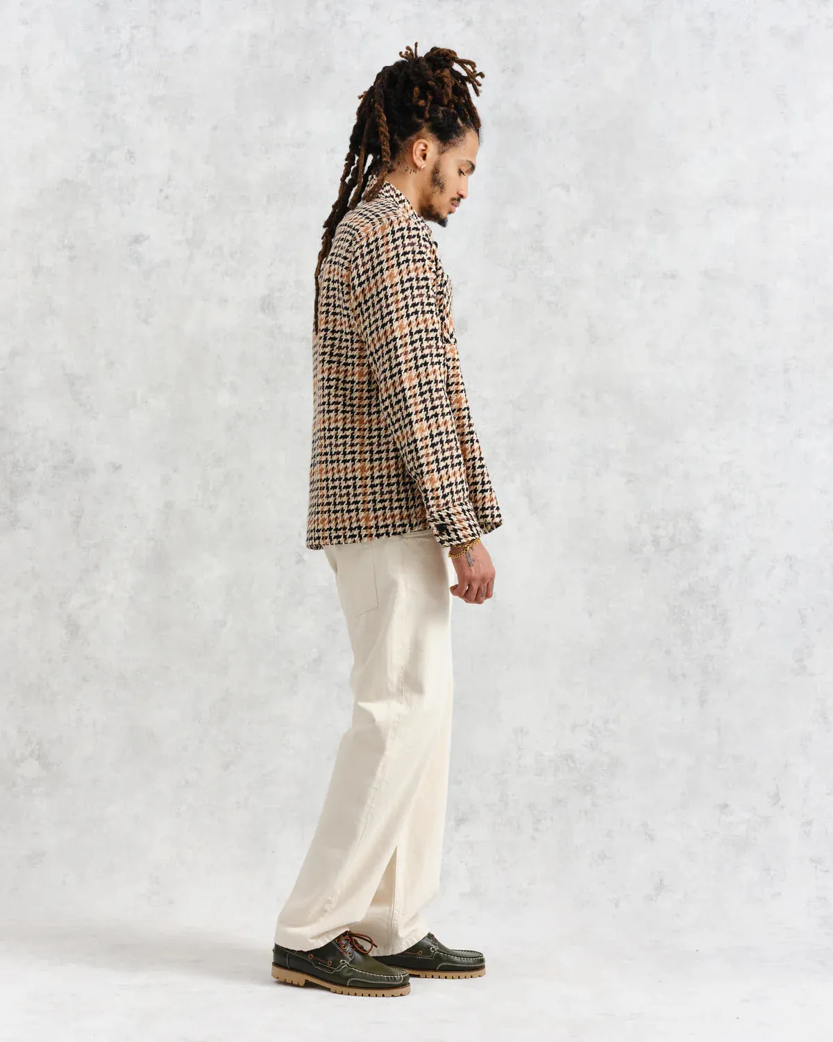 Natural Houndstooth Weave Whiting Overshirt