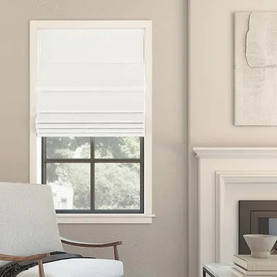 New - 27"x64" Sun Zero 100% Blackout Somerton Textured Cordless Roman Window Shade White