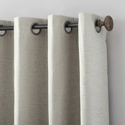 New - 50"x84" Archaeo Total Blackout Textured Linen Blend Grommet Top Curtain Panel White