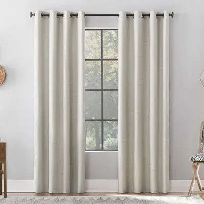 New - 50"x84" Archaeo Total Blackout Textured Linen Blend Grommet Top Curtain Panel White