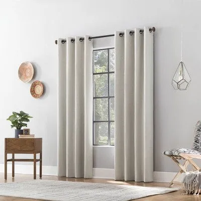 New - 50"x84" Archaeo Total Blackout Textured Linen Blend Grommet Top Curtain Panel White