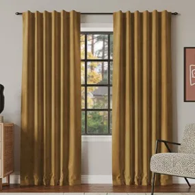 New - 50"x84" Sun Zero 100% Blackout Amherst Velvet Noise Reducing Thermal Curtain Panel Gold