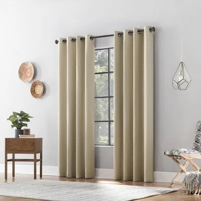 New - 50"x96" Archaeo Total Blackout Textured Linen Blend Grommet Top Curtain Panel Stone