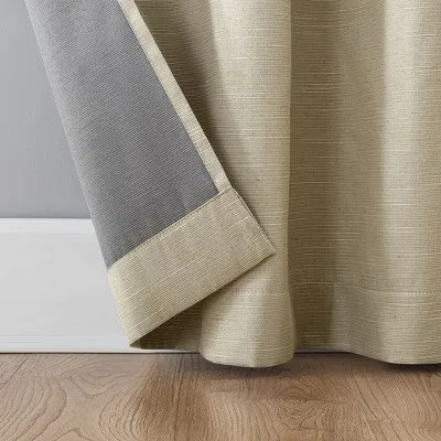 New - 50"x96" Archaeo Total Blackout Textured Linen Blend Grommet Top Curtain Panel Stone