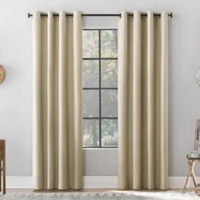 New - 50"x96" Archaeo Total Blackout Textured Linen Blend Grommet Top Curtain Panel Stone