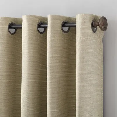 New - 50"x96" Archaeo Total Blackout Textured Linen Blend Grommet Top Curtain Panel Stone