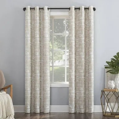 New - 84"x40" Parrish Distressed Grid Thermal Extreme 100% Blackout Grommet Curtain Panel Beige - Sun Zero