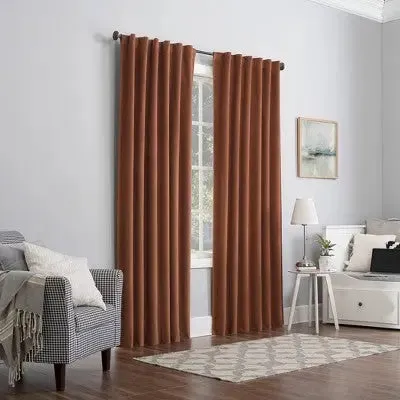 New - 84"x50" Amherst Velvet Noise Reducing Thermal Back Tab Extreme 100% Blackout Curtain Panel Dark Orange - Sun Zero