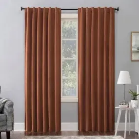 New - 84"x50" Amherst Velvet Noise Reducing Thermal Back Tab Extreme 100% Blackout Curtain Panel Dark Orange - Sun Zero