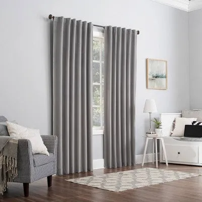 New - 96"x50" Amherst Velvet Noise Reducing Thermal Back Tab Extreme 100% Blackout Curtain Panel Gray - Sun Zero