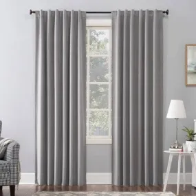 New - 96"x50" Amherst Velvet Noise Reducing Thermal Back Tab Extreme 100% Blackout Curtain Panel Gray - Sun Zero