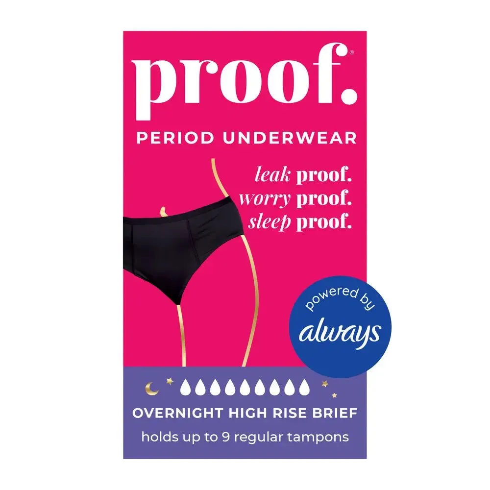 New - Proof Underwear Overnight High Rise Briefs - Small - Black