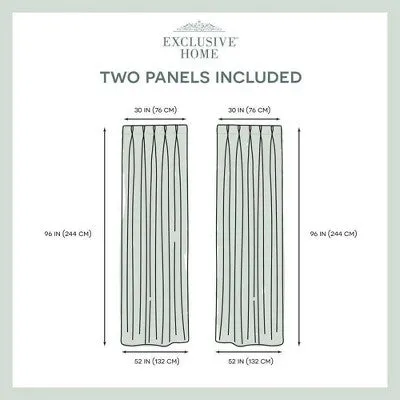 New - Set of 2 108"x52" Sateen Pinch Pleat Woven Blackout Back Tab Window Curtain Panel Blue - Exclusive Home: Thermal Insulated, Room Darkening