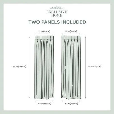 New - Set of 2 (96"x32") Sateen Woven Blackout Button Top Window Curtain Panel Vanilla - Exclusive Home: Thermal Insulated, Room Darkening Drapes