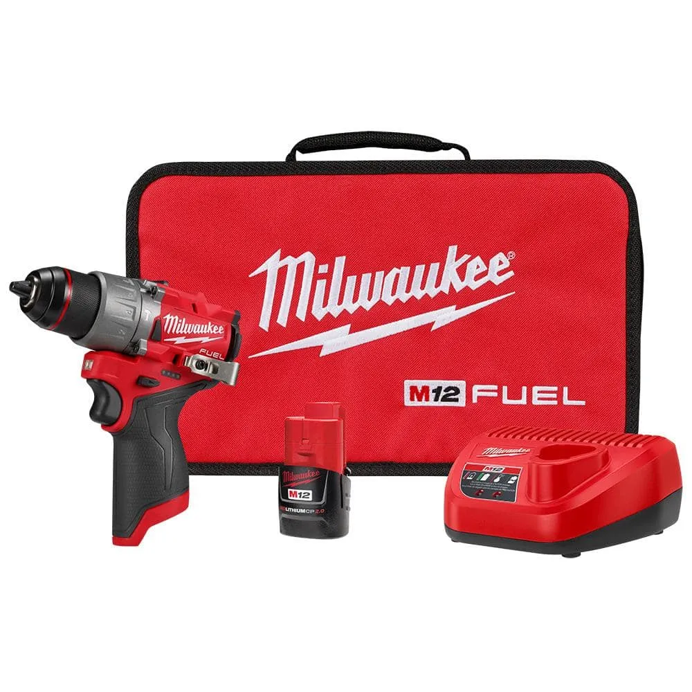 Open Box -  M12 FUEL 12-Volt Lithium-Ion Brushless Cordless 1/2 in. Hammer Drill Kit with 1 Compact 2.0Ah Battery Pack and 1 Charger