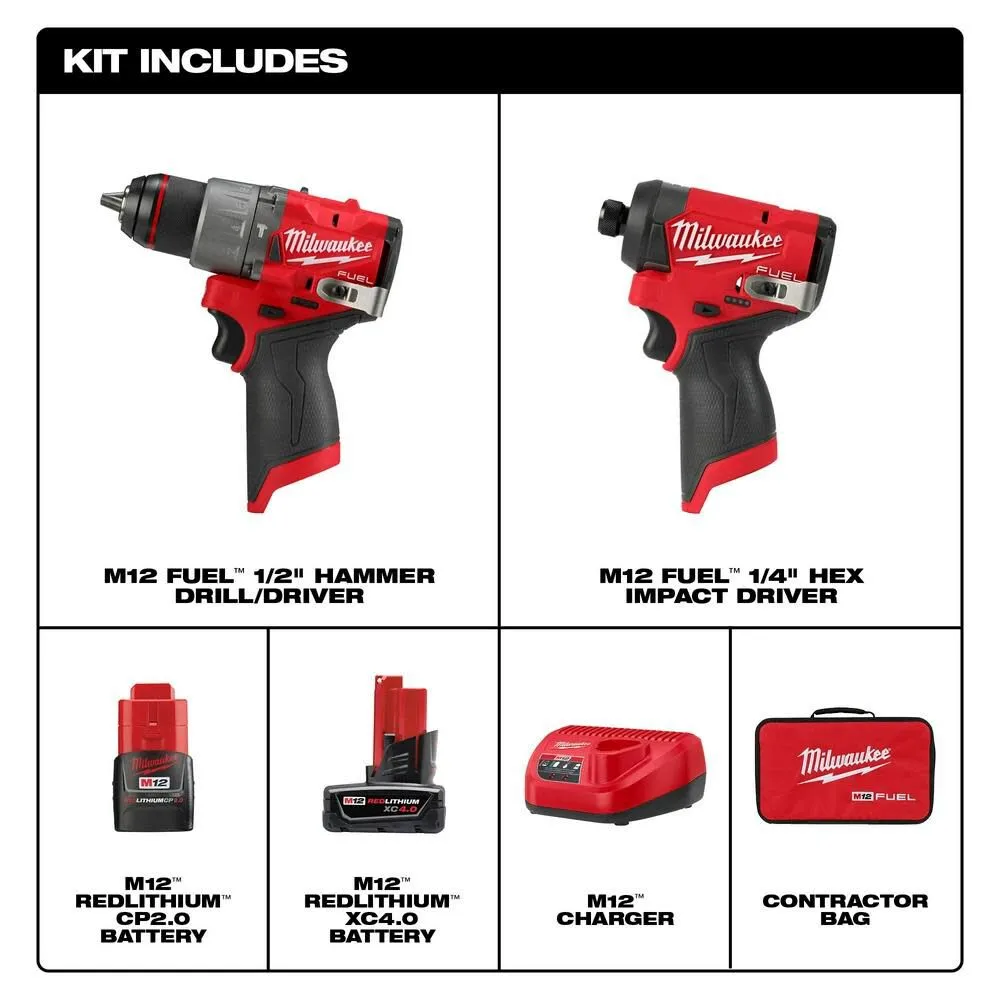 Open Box -  Milwaukee M12 FUEL 2-Tool Combo Kit - 3497-22