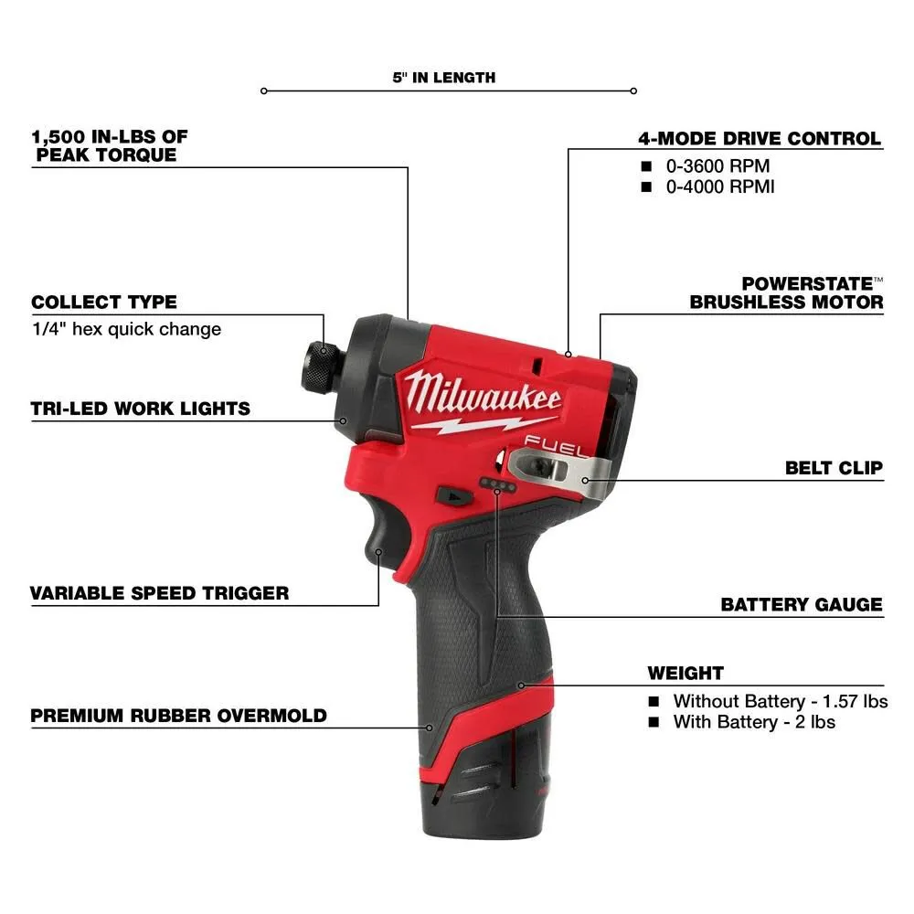 Open Box -  Milwaukee M12 FUEL 2-Tool Combo Kit - 3497-22