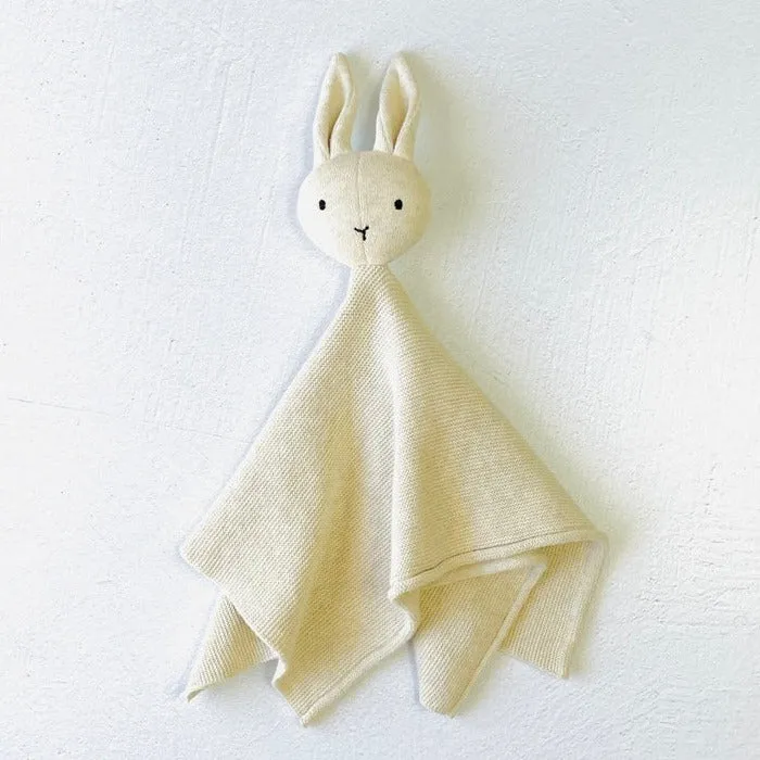 Organic Cotton Baby Lovey Blanket: Cream Bunny