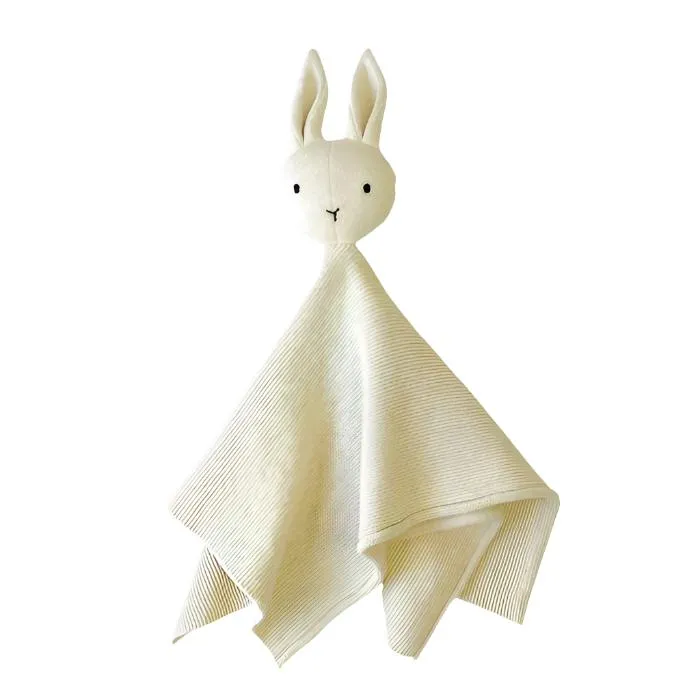 Organic Cotton Baby Lovey Blanket: Cream Bunny