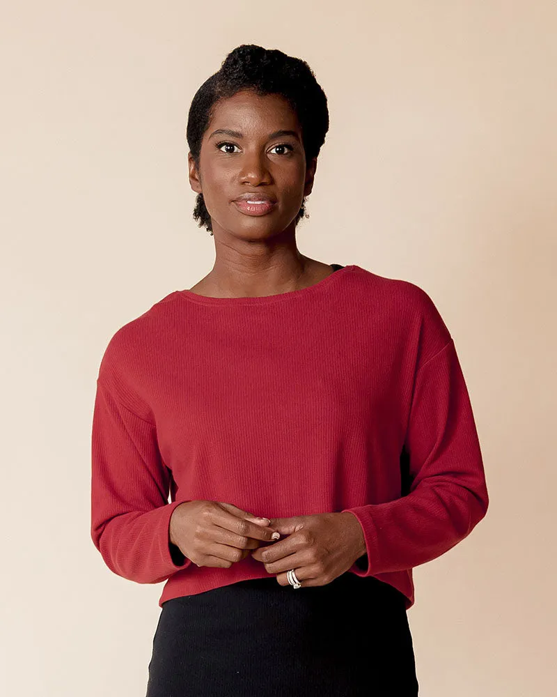 Organic Cotton Long Sleeve Rib Knit Crop Top & Nursing Cover