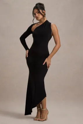 Orsa | Black One-Shoulder Asymmetric Maxi Dress