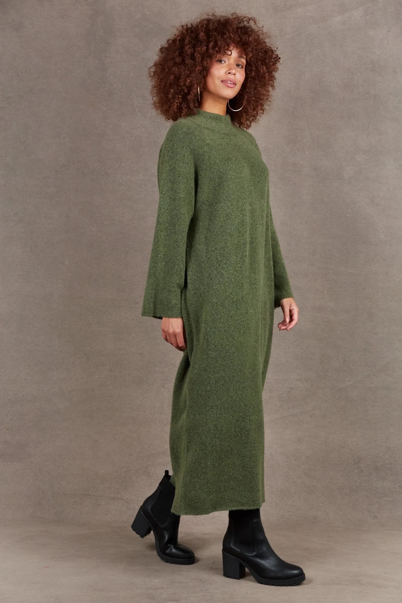 Paarl Tie Knit Dress - Moss