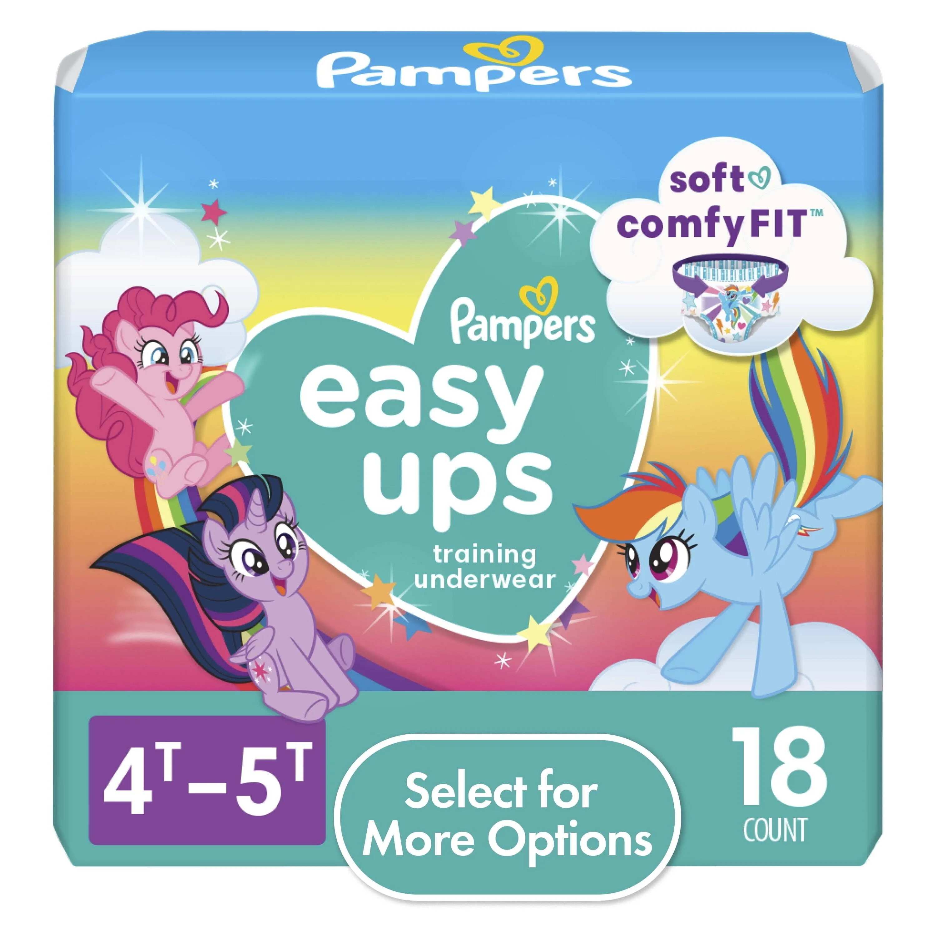 Pampers Easy Ups My Little Pony Training Pants Toddler Girls Size 6 4T-5T 18 Count