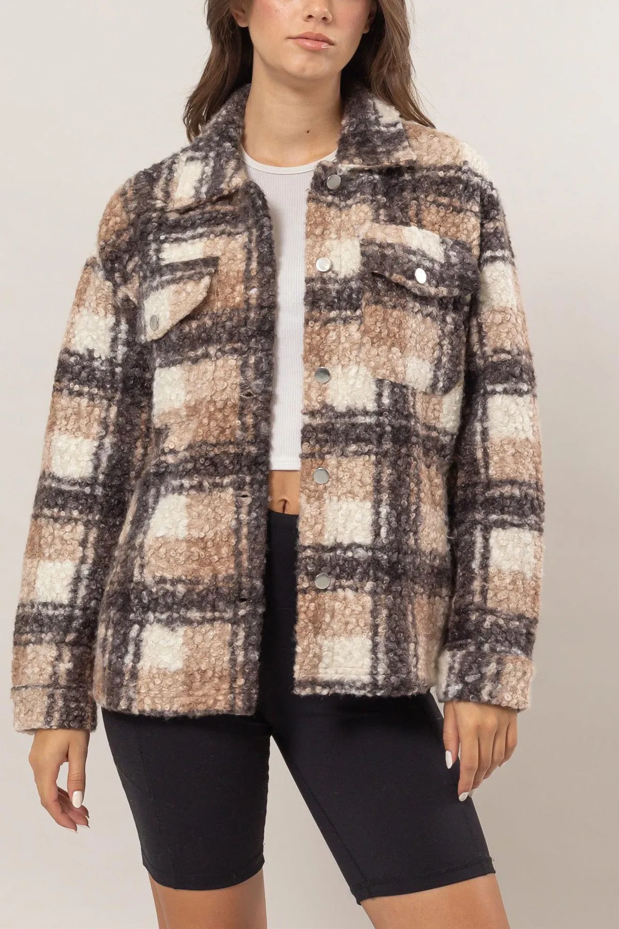 Plaid Boucle Shacket